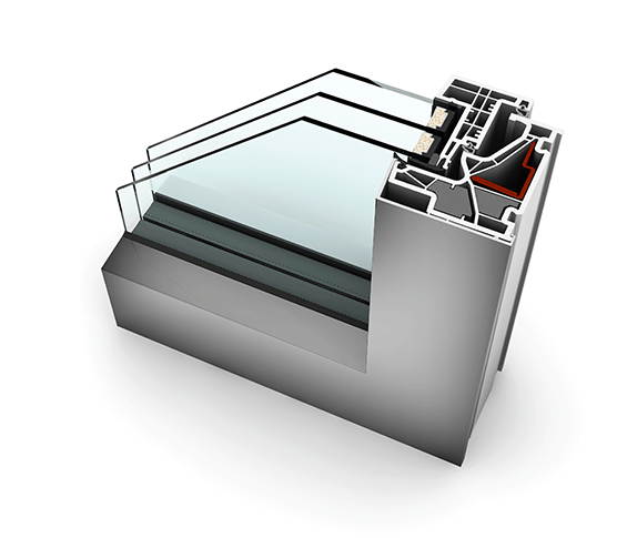 KF 500 - okno PCV-aluminiowe z ukrytym skrzydłem